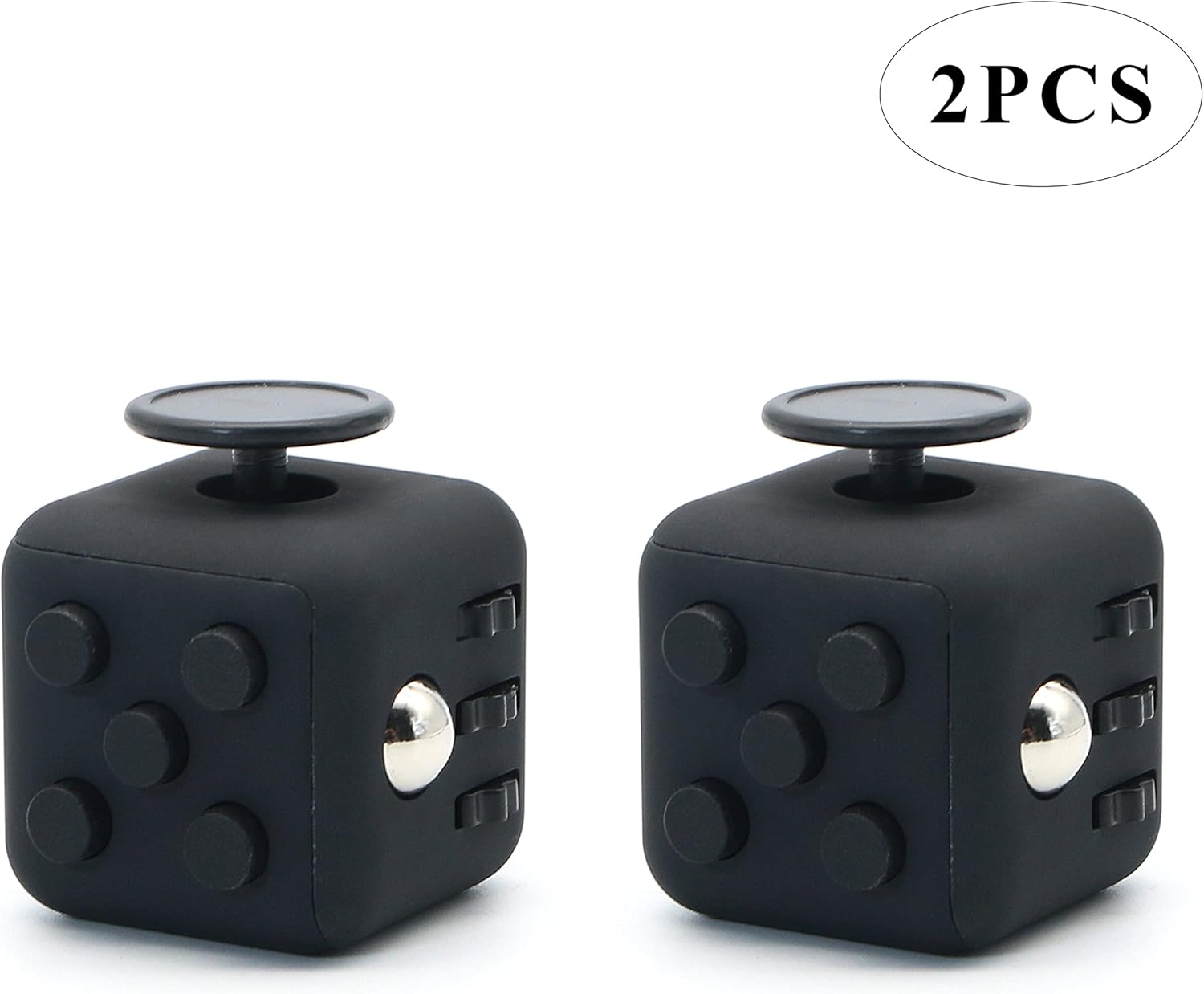 Fidget Cube 2PCS Stress Anxiety Pressure Relieving Toy Great for Adults and Children[Gift Idea][Relaxing Toy][Stress Reliever][Soft Material](2 Black&Black)