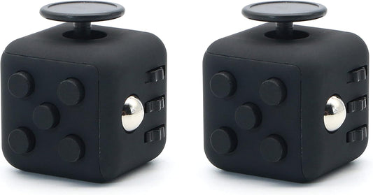 Fidget Cube 2PCS Stress Anxiety Pressure Relieving Toy Great for Adults and Children[Gift Idea][Relaxing Toy][Stress Reliever][Soft Material](2 Black&Black)